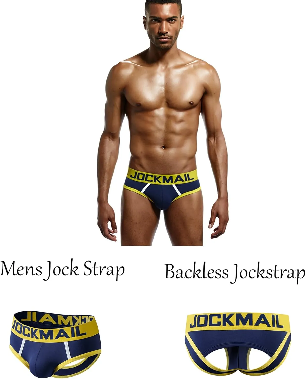 JOCKMAIL Men's Jockstrap Cotton Comfortable Butt-Flaunting Men's Thong Jock Strap Bottomless Mens Backless Underwear