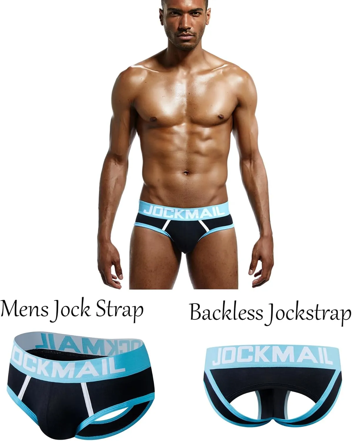 JOCKMAIL Men's Jockstrap Cotton Comfortable Butt-Flaunting Men's Thong Jock Strap Bottomless Mens Backless Underwear