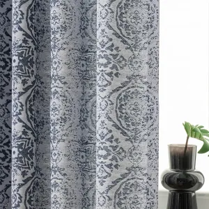 JOOJA Navy Blue Curtains - 63 inch Length, 2 Panels Set, Jacquard Patterned, Semi Blackout Boho Curtains for Bedroom & Living Room