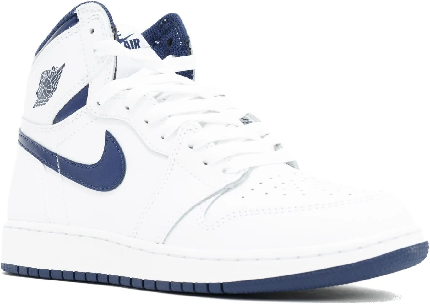 Jordan Nike Kids Air 1 Retro High Og BG White/Midnight Navy Basketball Shoe 4.5 Kids US