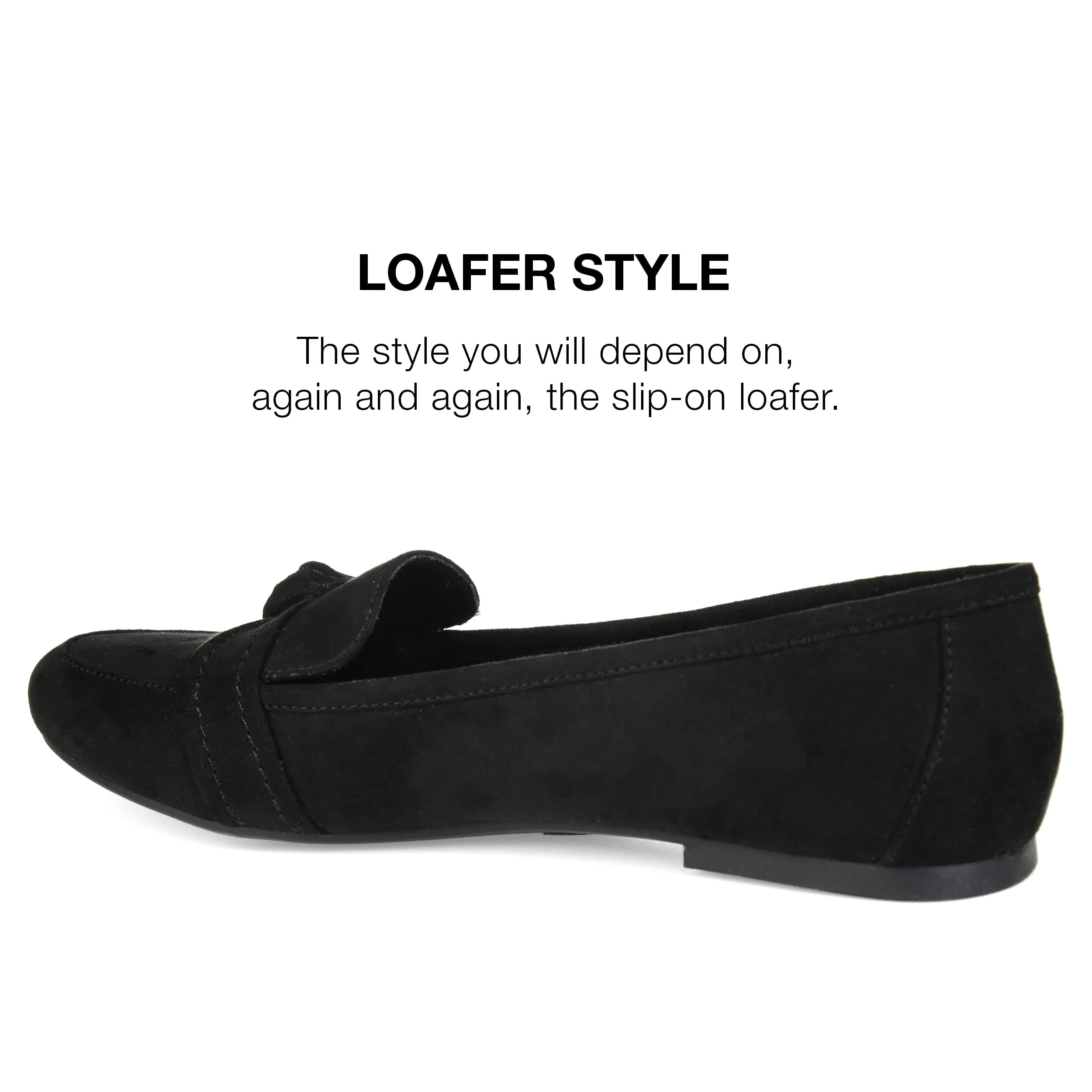 Journee Slip-On Knotted Loafer Flat for Women - Comfortable Marci Round Toe Fashion Dress Shoe Black 10 Medium Womens US