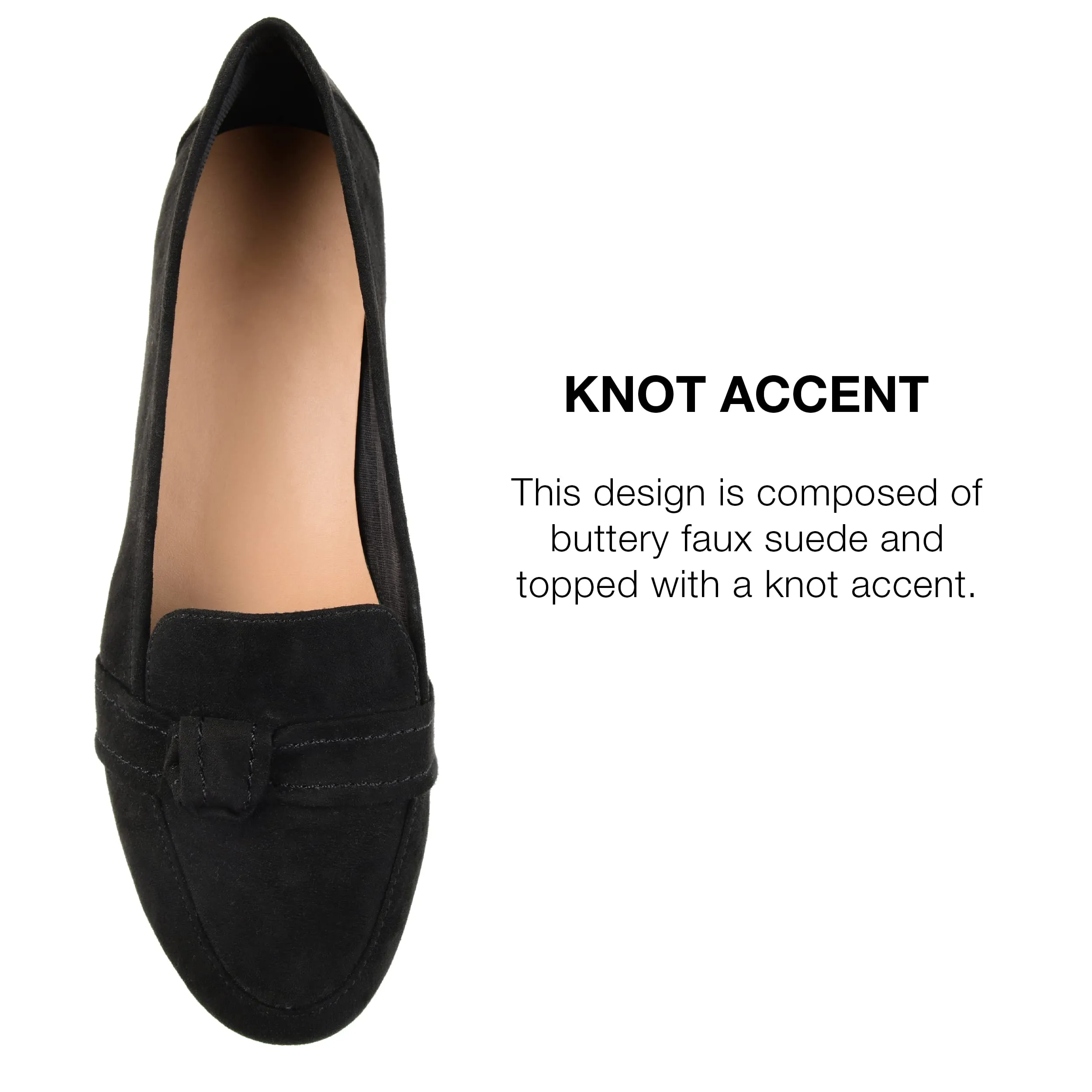 Journee Slip-On Knotted Loafer Flat for Women - Comfortable Marci Round Toe Fashion Dress Shoe Black 10 Medium Womens US