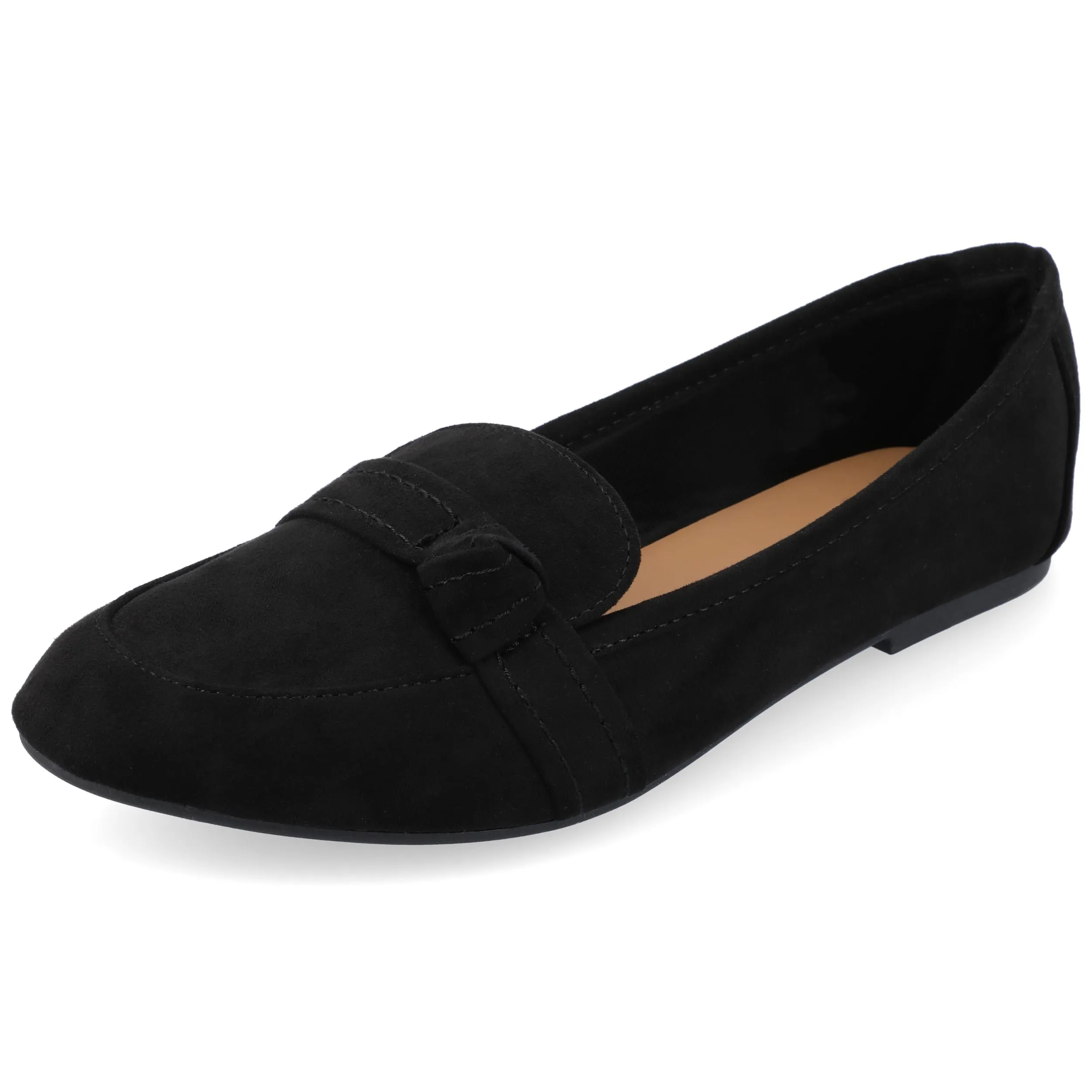 Journee Slip-On Knotted Loafer Flat for Women - Comfortable Marci Round Toe Fashion Dress Shoe Black 10 Medium Womens US