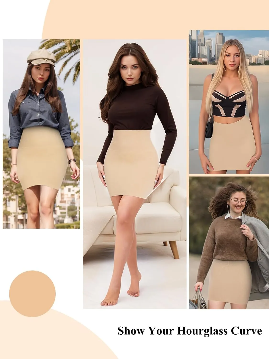 JOYSHAPER Shapewear Dress Slip for Under Dresses Half Slip Tummy Control High Waist Seamless Slip Skirt Body Shaper