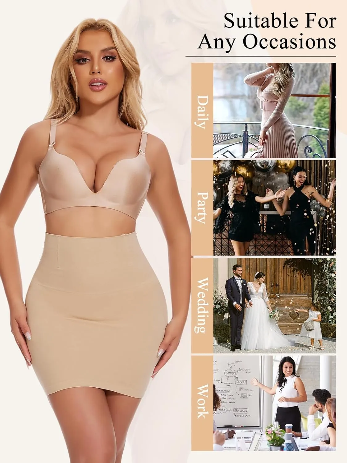 JOYSHAPER Shapewear Dress Slip for Under Dresses Half Slip Tummy Control High Waist Seamless Slip Skirt Body Shaper