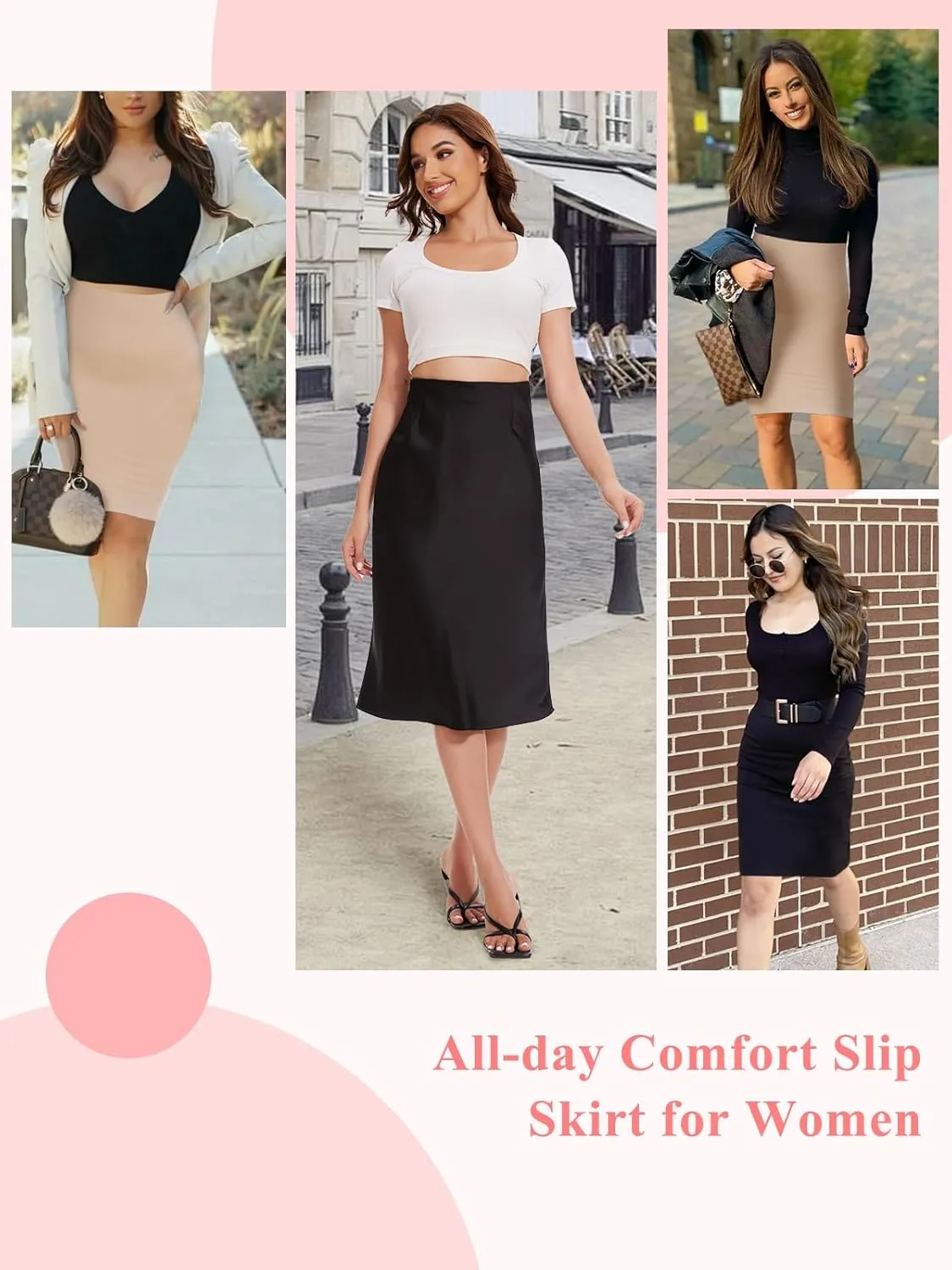 JOYSHAPER Shapewear Slip for Under Dresses Half Slip Tummy Control Dress Seamless Skirt Slip Body Shaper