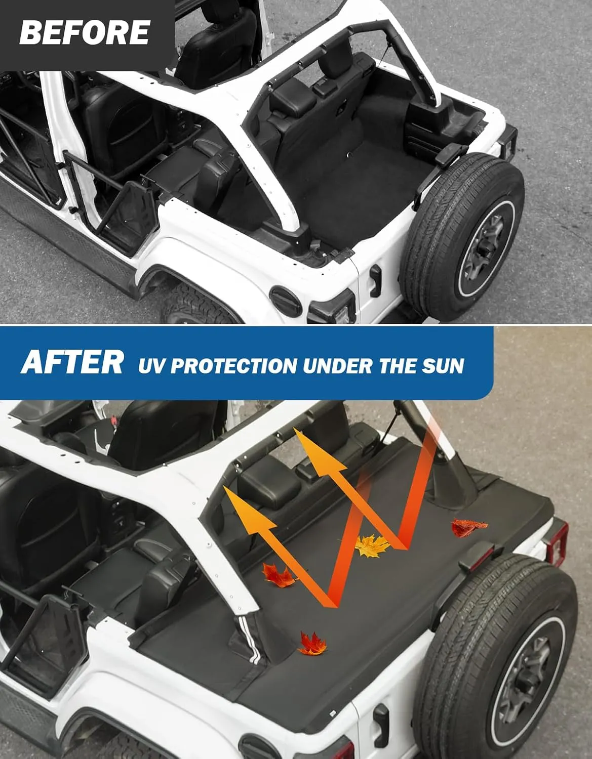 JOYTUTUS Tonneau Cover 4 Door Compatible with Wrangler JLU, Trunk Cargo Cover Tailgate Cover JL Accessories for 2018-2025 Wrangler JL Unlimited