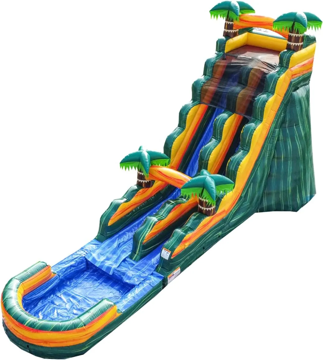 JumpOrange 19’ Cali Palms Commercial Grade Water Slide with Detachable Deep Pool for Kids and Adults (with Blower), Outdoor Indoor, Wet Dry Use, Tall Waterslide Inflatable