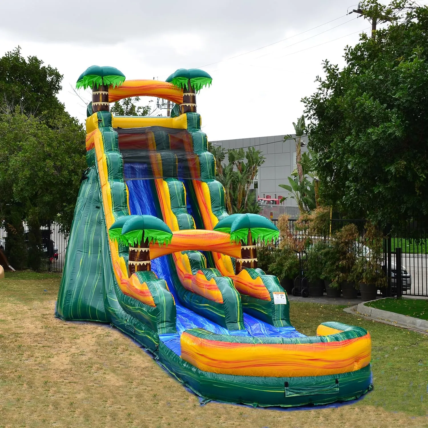 JumpOrange 19’ Cali Palms Commercial Grade Water Slide with Detachable Deep Pool for Kids and Adults (with Blower), Outdoor Indoor, Wet Dry Use, Tall Waterslide Inflatable
