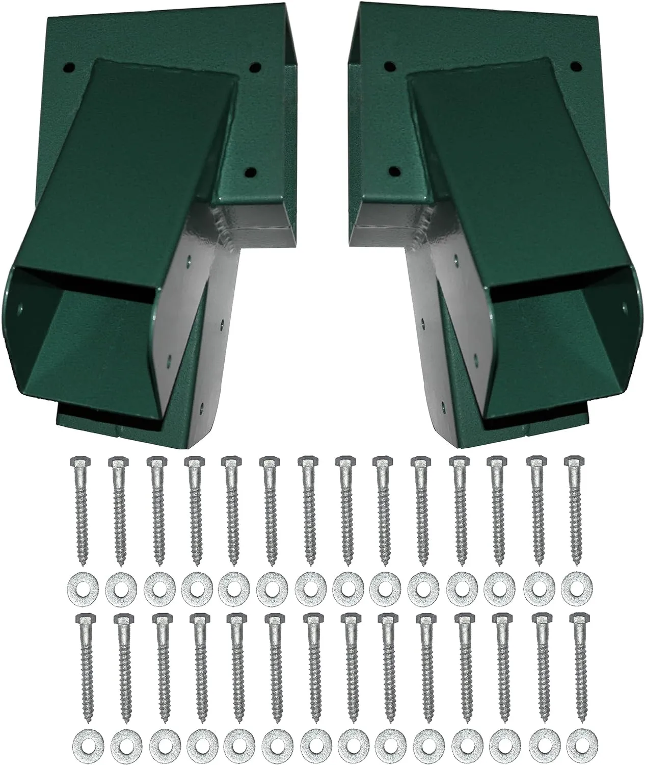 Jungle Gym Kingdom 2 Pack Swing Set Brackets – Premium, Heavy Duty, Steel A-Frame Bracket w/ Hardware - Includes Wood Screws & Washers