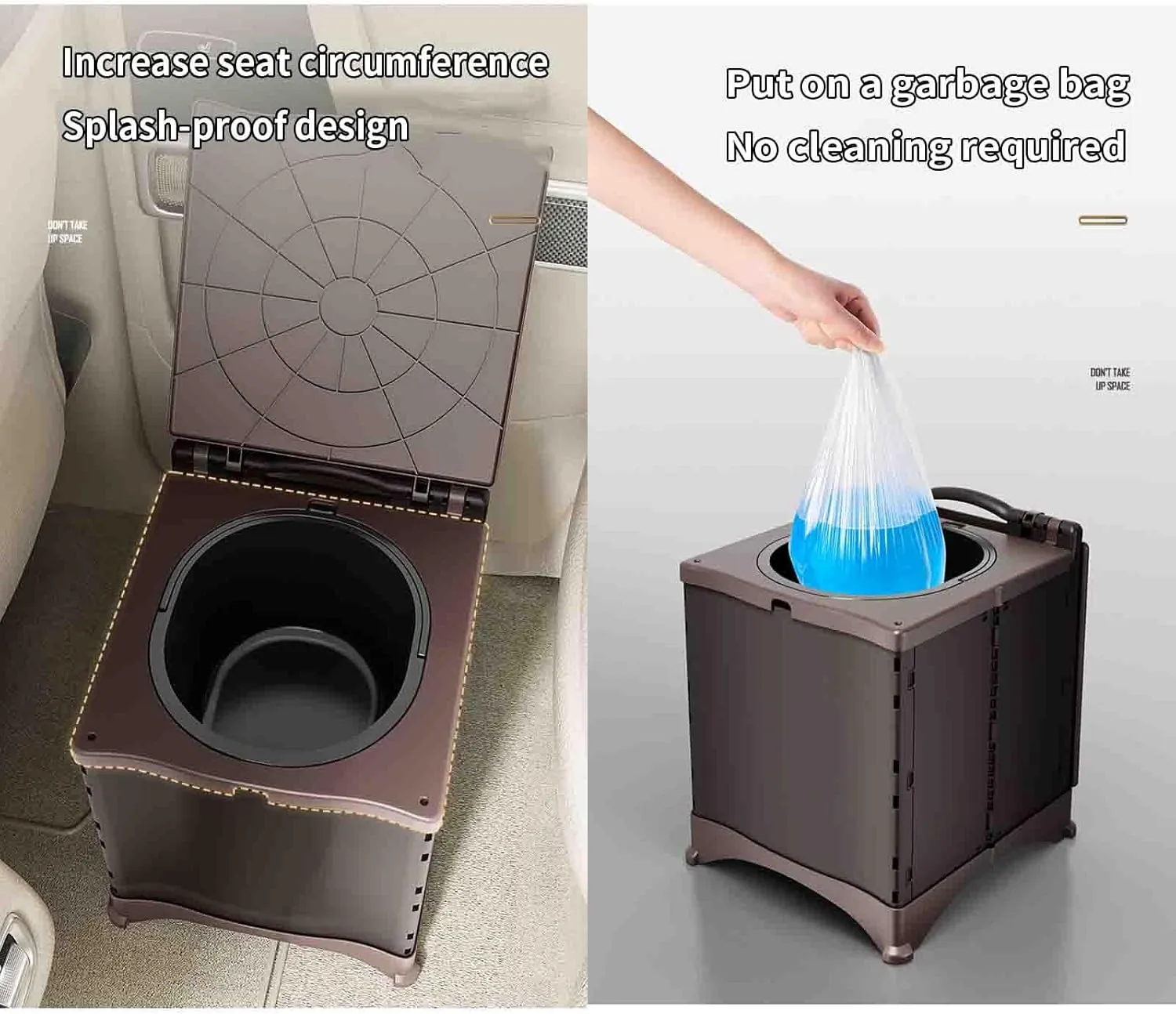 JUSHZ Camping Toilet Portable Toilets for Adults Portable Toilet Bags Bucket for Home Indoor Elderly Bedside Foldable Portable Outdoor Emergency Supplies for Cars Travel