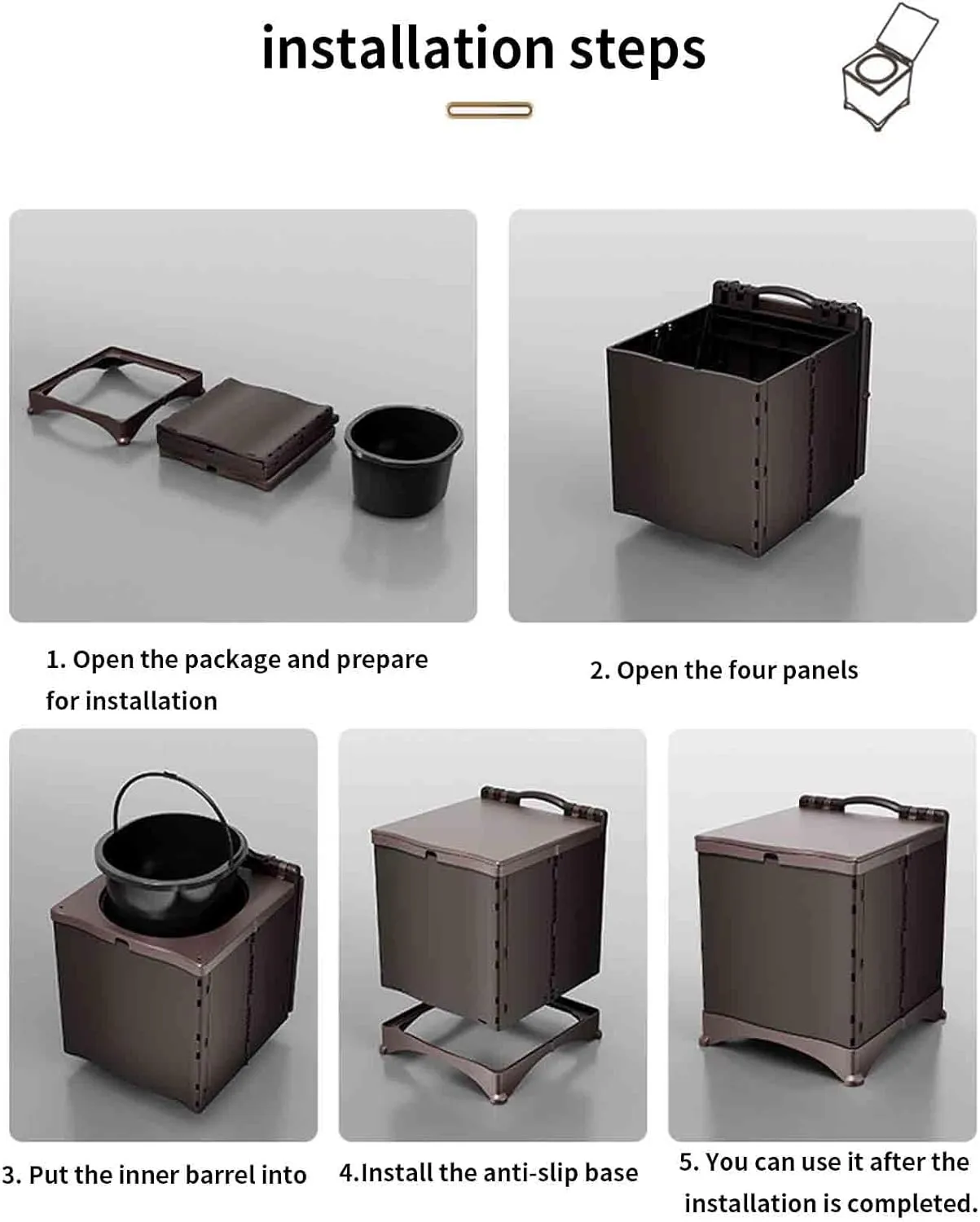 JUSHZ Camping Toilet Portable Toilets for Adults Portable Toilet Bags Bucket for Home Indoor Elderly Bedside Foldable Portable Outdoor Emergency Supplies for Cars Travel