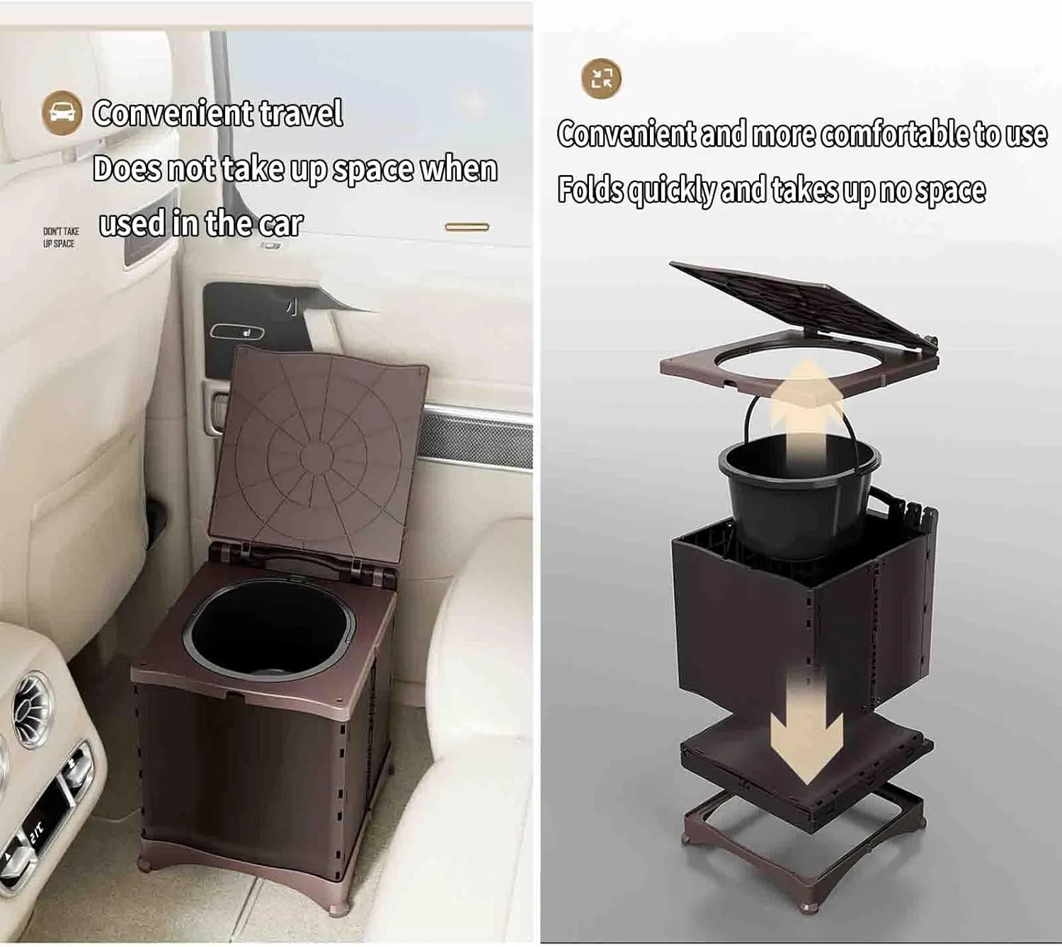 JUSHZ Camping Toilet Portable Toilets for Adults Portable Toilet Bags Bucket for Home Indoor Elderly Bedside Foldable Portable Outdoor Emergency Supplies for Cars Travel