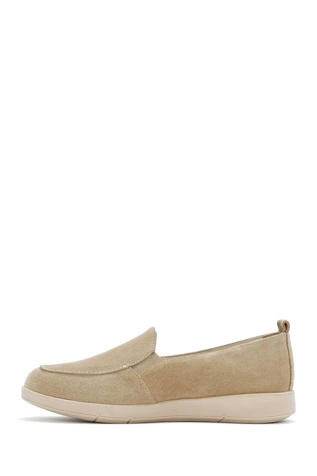 Kadın Bej Süet Deri Comfort Loafer