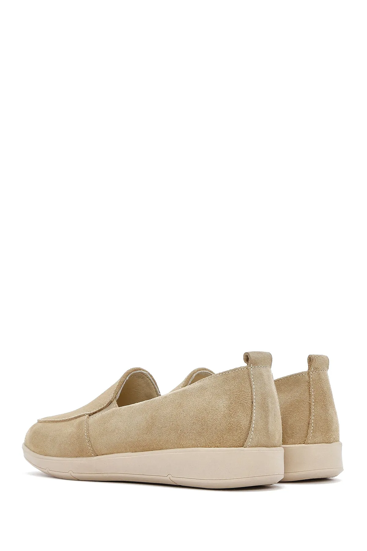 Kadın Bej Süet Deri Comfort Loafer