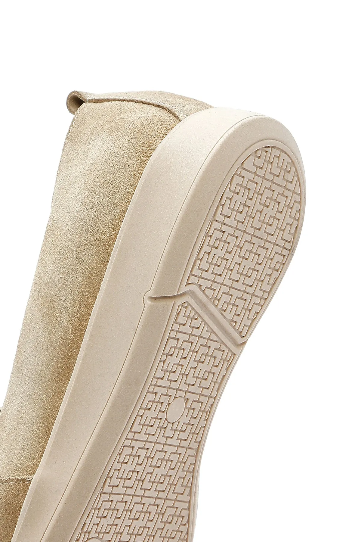 Kadın Bej Süet Deri Comfort Loafer