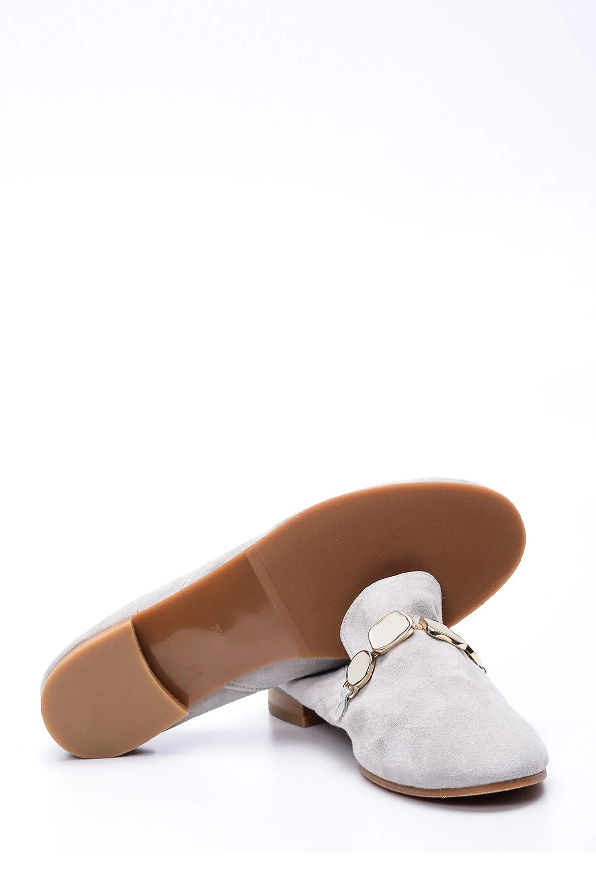 Kadın Taşlı Süet Loafer