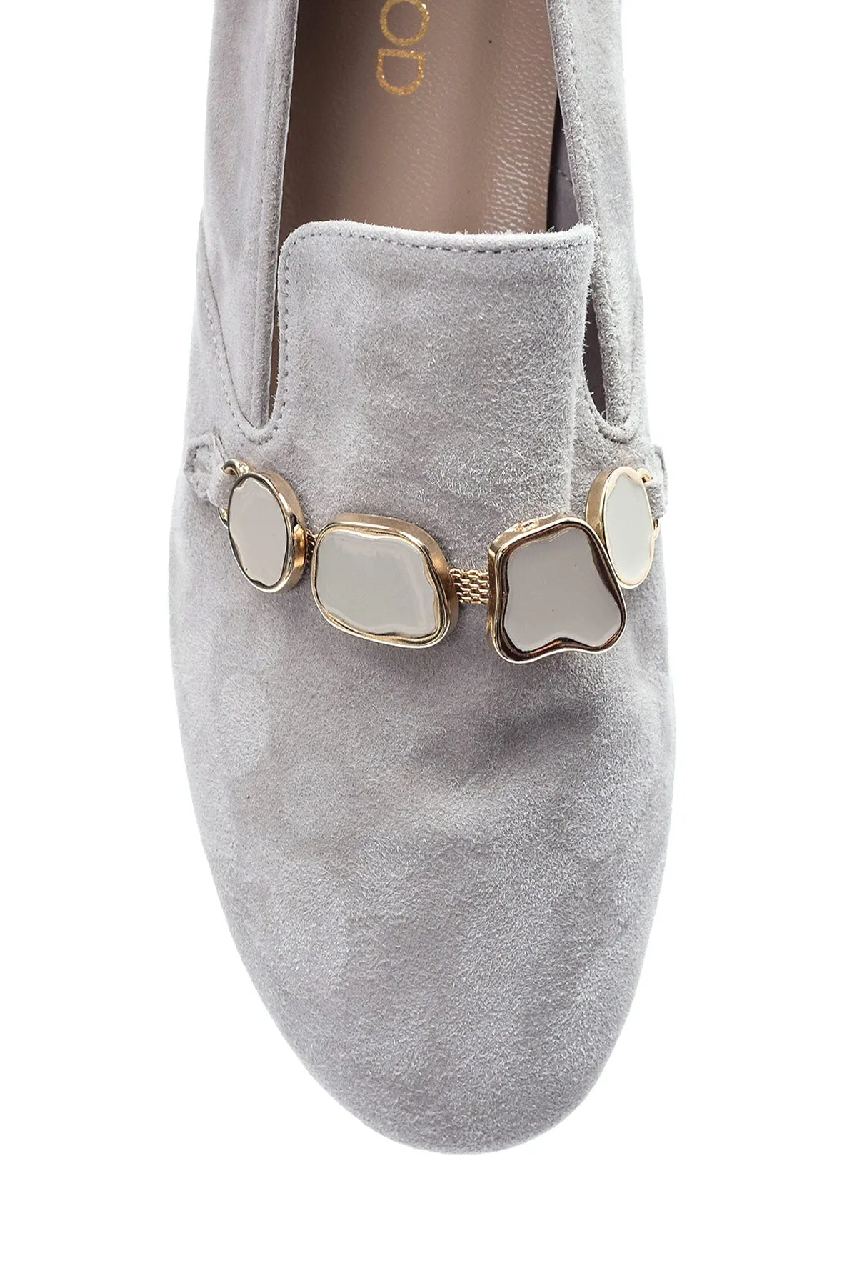 Kadın Taşlı Süet Loafer