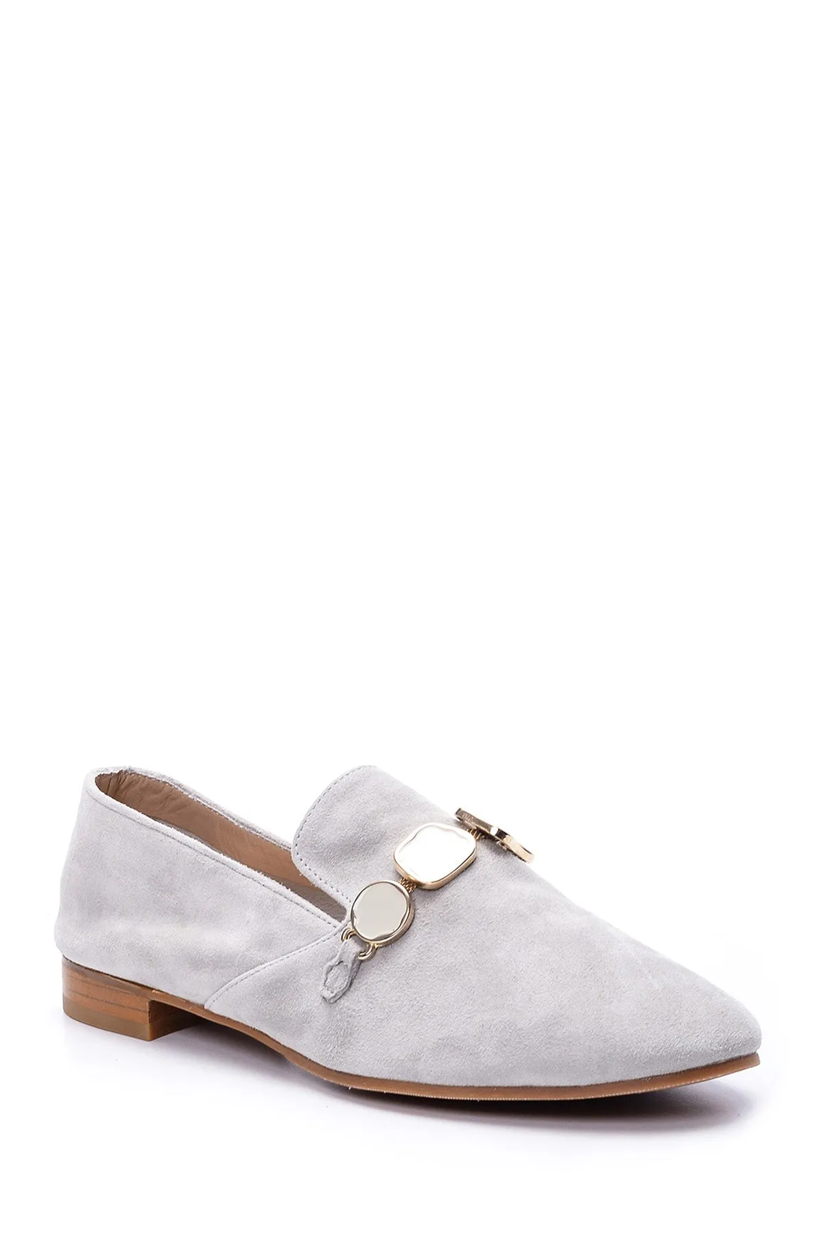 Kadın Taşlı Süet Loafer