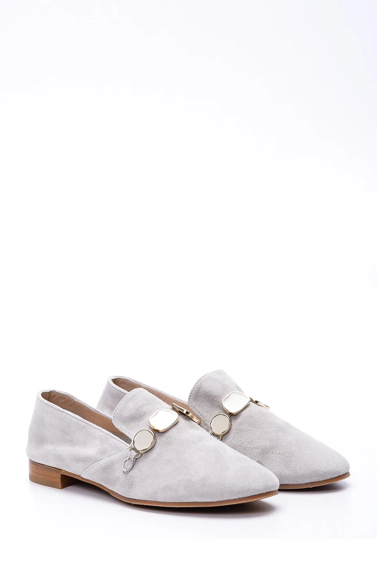 Kadın Taşlı Süet Loafer
