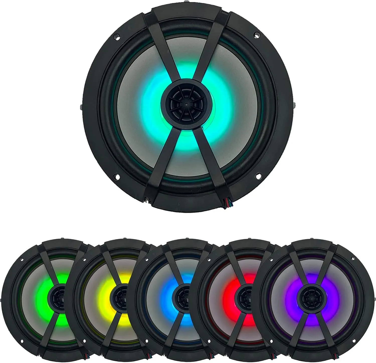KICKER 6.5" Charcoal LED Marine Speakers (Qty 4) 2 Pairs of OEM Replacement Speakers