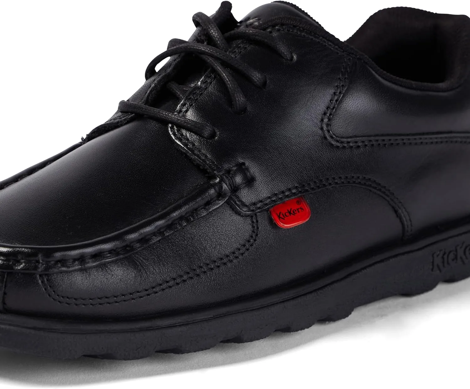 Kickers Boy's Fragma Lace Up Black Leather Shoes