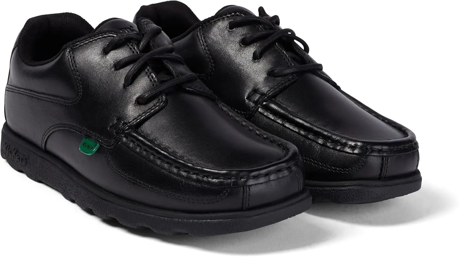 Kickers Boy's Fragma Lace Up Black Leather Shoes