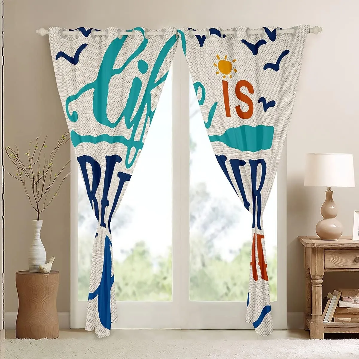 Kids Lake Life Curtains for Bedroom Living Room (2 Panels, 38 x 45 Inch) Camping Darkening Dreapes Decor Lake Theme Paddle Blackout Curtains Set Women Men Farmhouse Decor Window Treatments