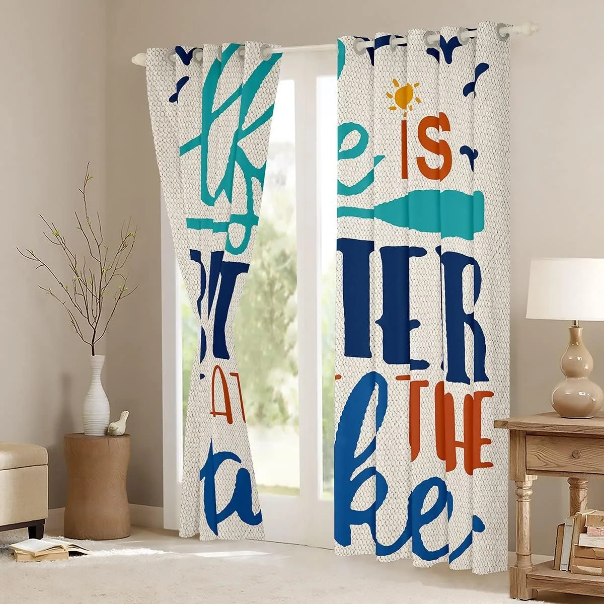 Kids Lake Life Curtains for Bedroom Living Room (2 Panels, 38 x 45 Inch) Camping Darkening Dreapes Decor Lake Theme Paddle Blackout Curtains Set Women Men Farmhouse Decor Window Treatments