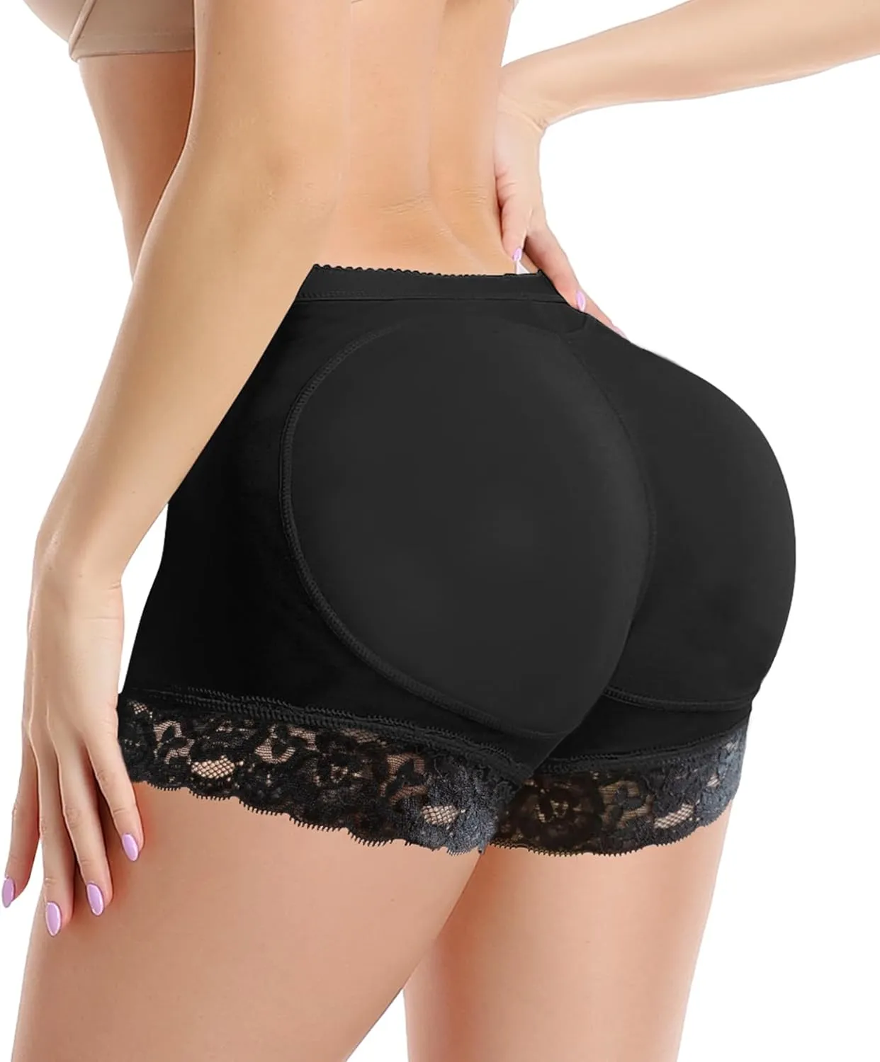 KIWI RATA Womens Seamless Butt Lifter Padded Lace Panties Enhancer Underwear