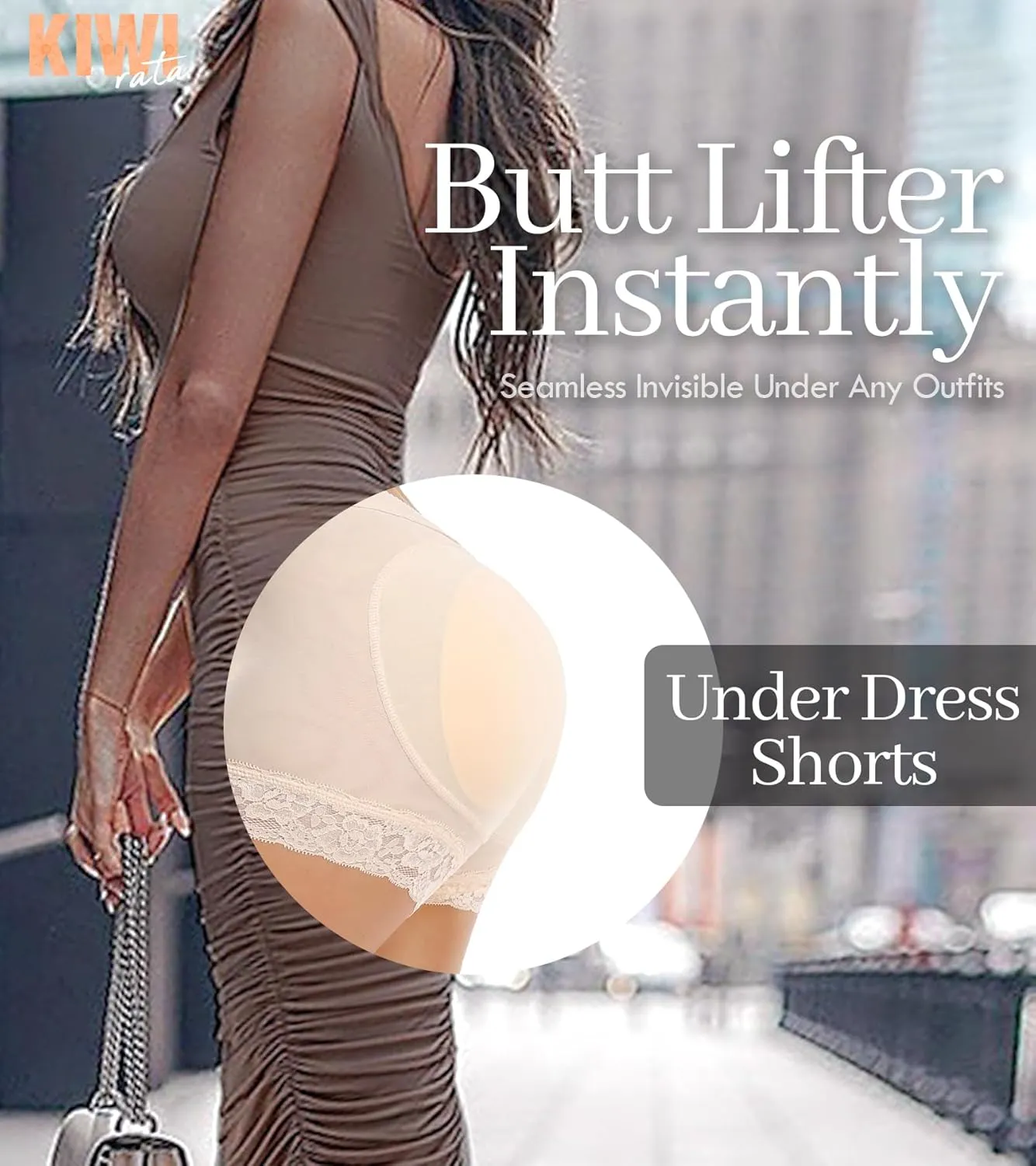 KIWI RATA Womens Seamless Butt Lifter Padded Lace Panties Enhancer Underwear
