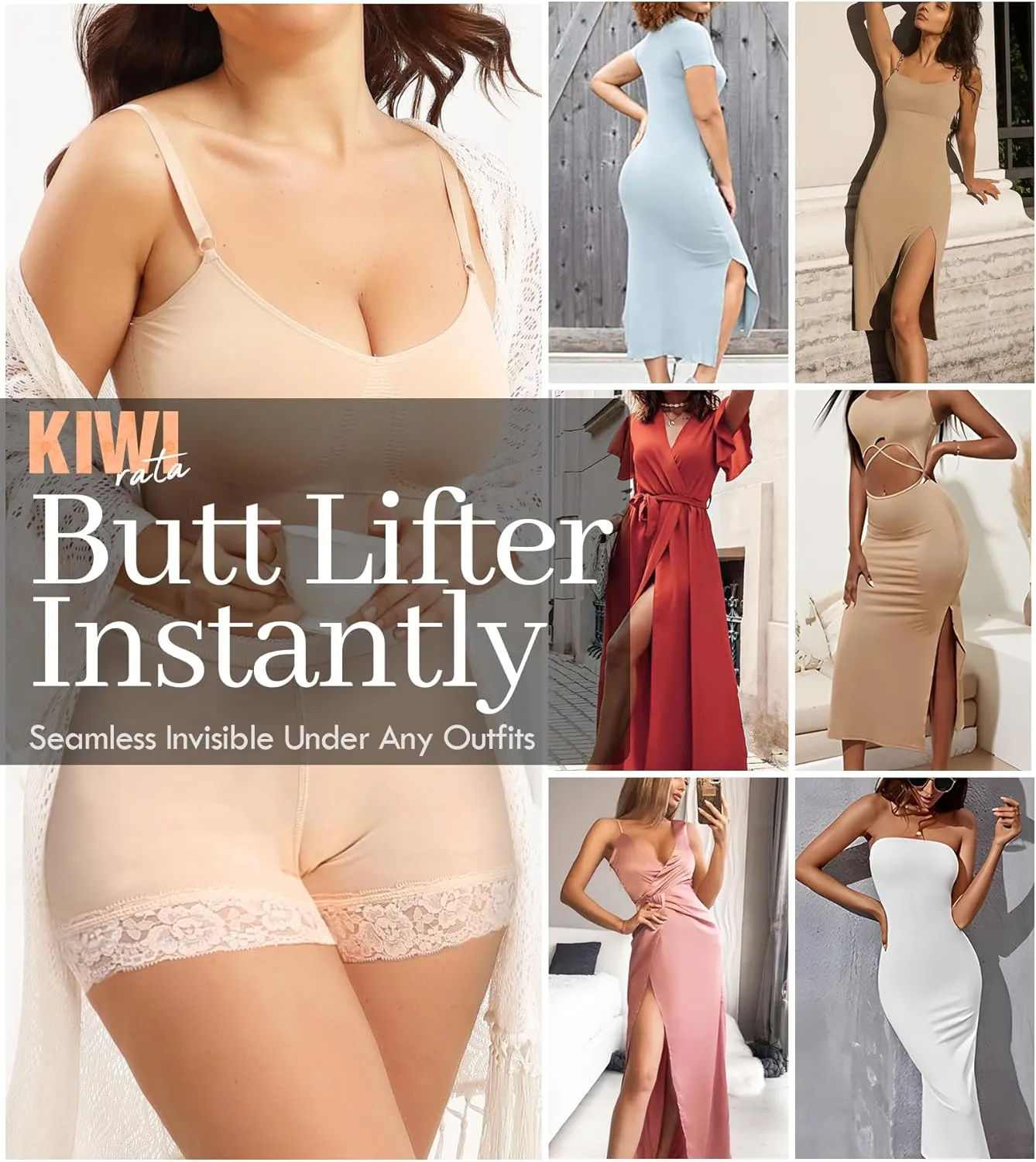 KIWI RATA Womens Seamless Butt Lifter Padded Lace Panties Enhancer Underwear