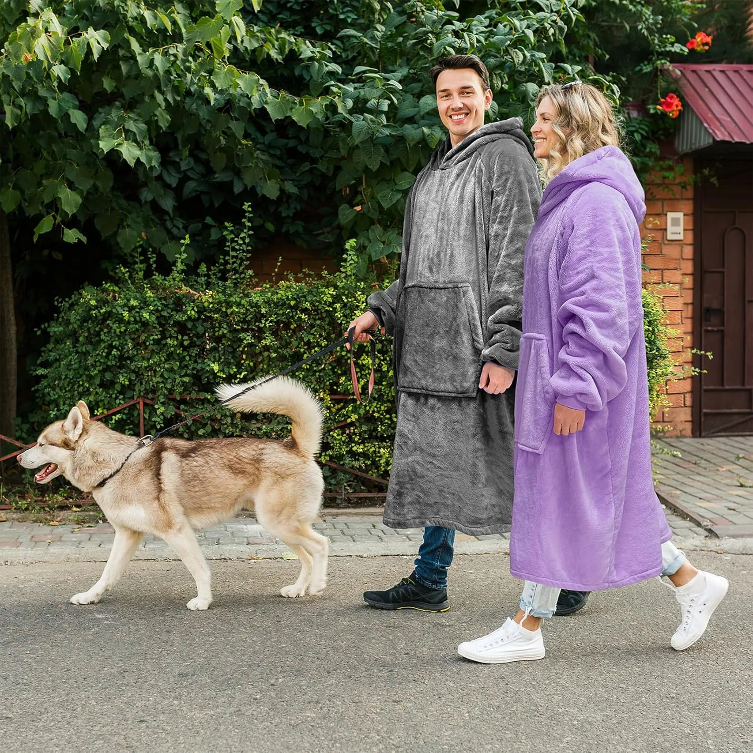 KPBLIS Wearable Blanket Hoodies Gifts for Women and Men, Oversized Wearable Hoody Blanket Sweatshirt, Cozy and Warm Wearable Fleece Blanket with Sleeves and Giant Pocket for Adults, Gray