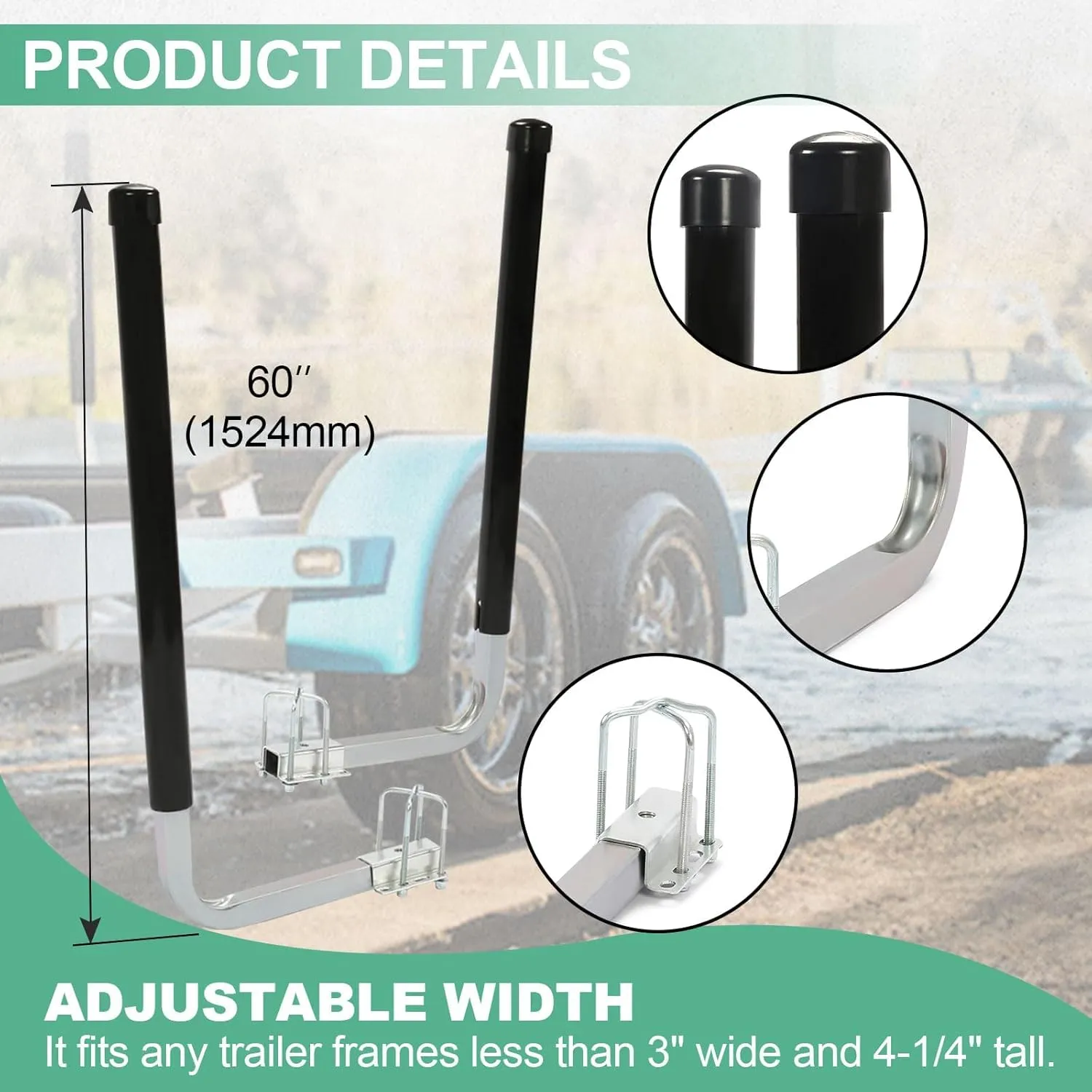 KUAFU Boat Trailer Guide Poles with PVC Pipes for Ski Boat Fishing Boat or Sailboat Trailer Compatible with Frames up to 3" w x 4-1/4" H
