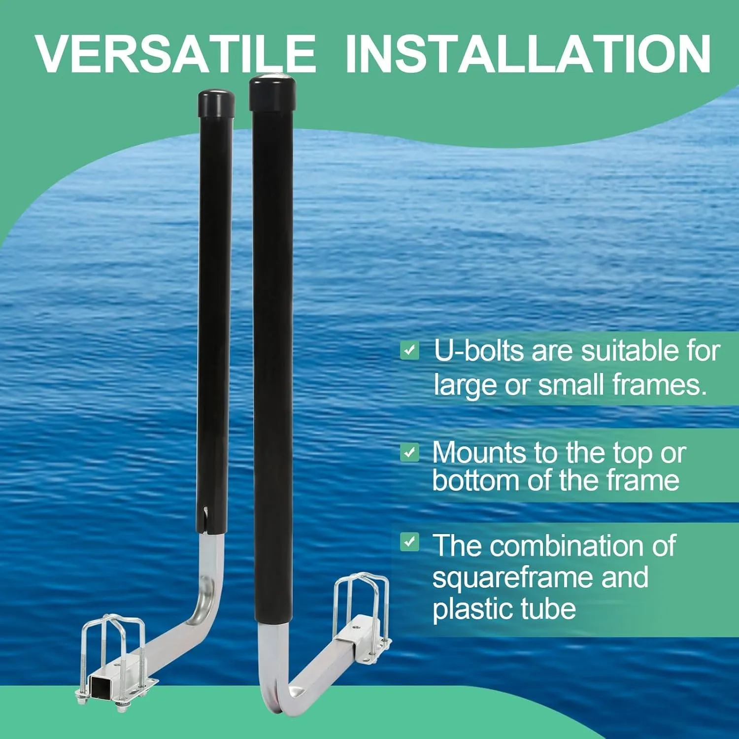 KUAFU Boat Trailer Guide Poles with PVC Pipes for Ski Boat Fishing Boat or Sailboat Trailer Compatible with Frames up to 3" w x 4-1/4" H