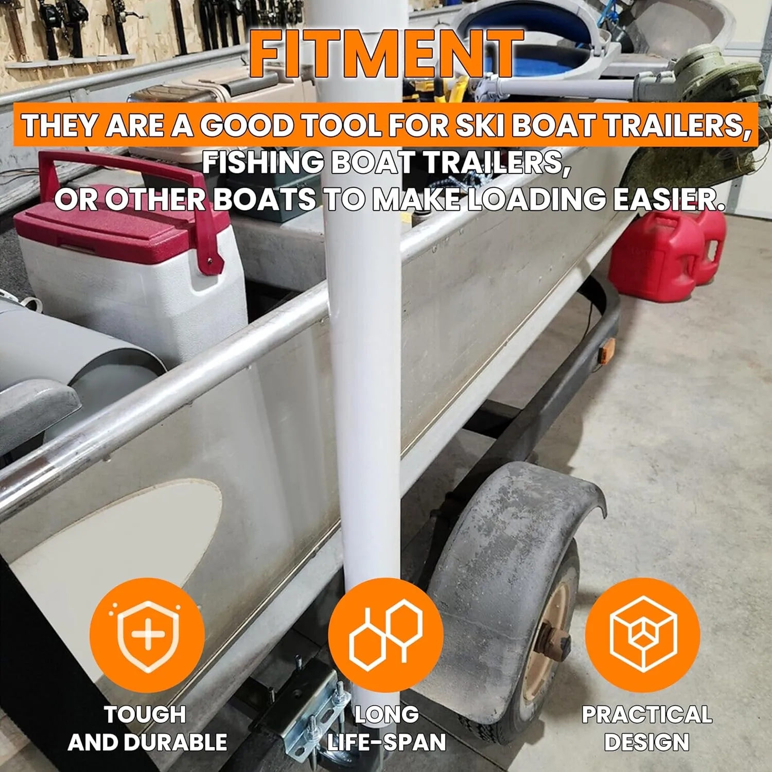KUAFU Boat Trailer Guide Poles with PVC Pipes for Ski Boat Fishing Boat or Sailboat Trailer Compatible with Frames up to 3" w x 4-1/4" H