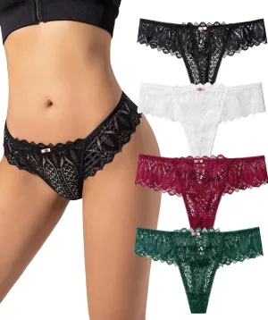 Lace Thong Sexy Cheeky Panties for Women Lace Criss Cross Underwear High Elastic Soft Panties