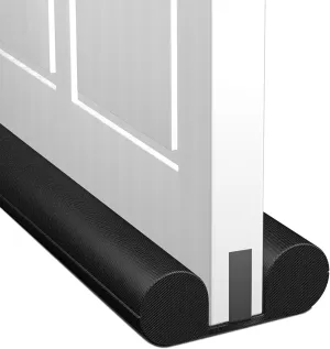 Large Under Door Draft Stopper 36" Twin Draft Blocker - Reduce Cold Air, Light, Smoke, Odor & Noise - Black Gap Filler Soundproof Sweep for Interior/Exterior Doors