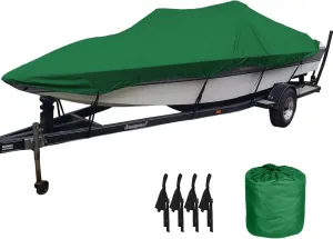 LDIW Heavy Duty Boat Cover 420D Oxford Fabric Waterproof UV Proof Personal Watercraft Covers Trailable V-Hull Tri-Hull Runabout Boat Cover, Green,25to27FT: 1008 * 590CM