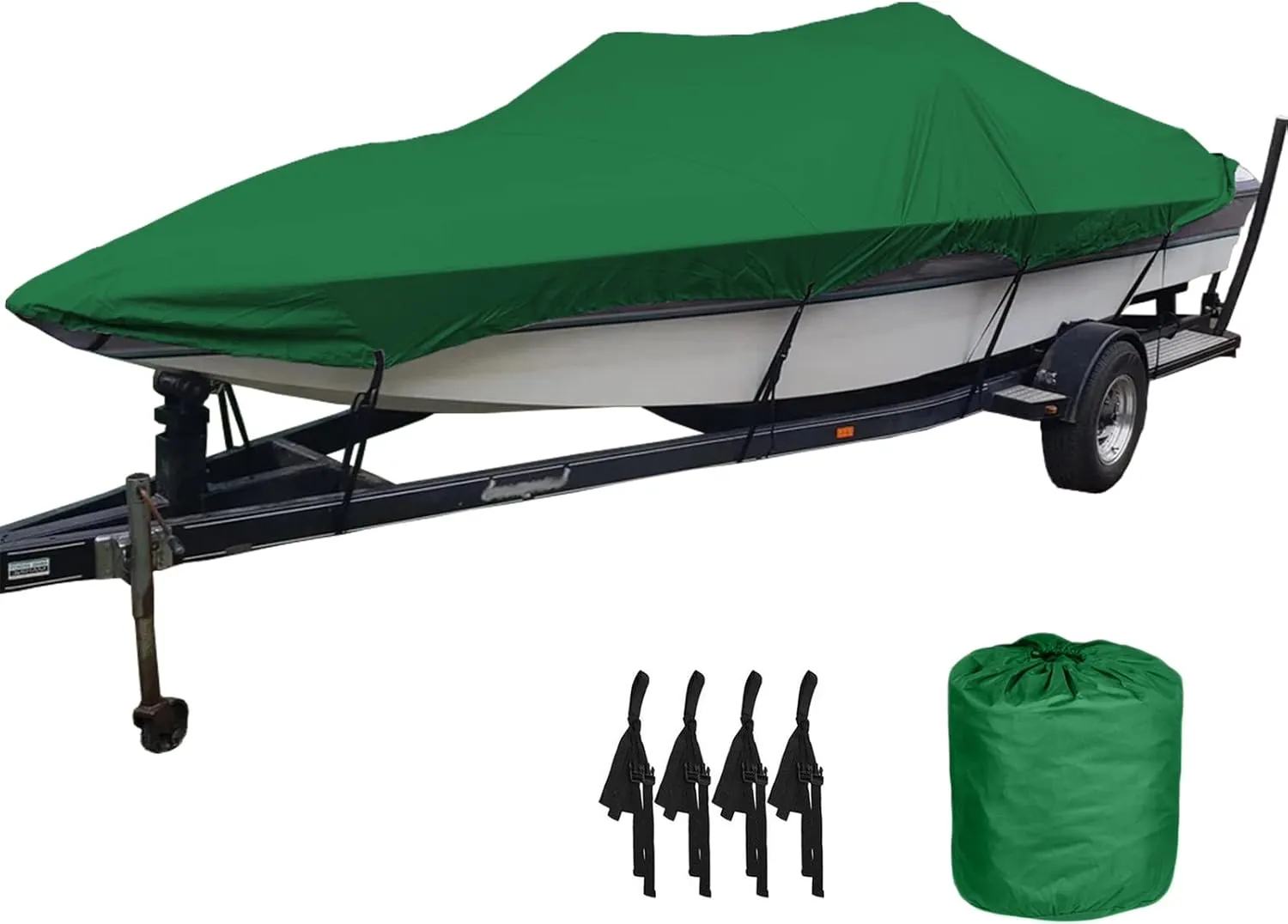 LDIW Heavy Duty Boat Cover 420D Oxford Fabric Waterproof UV Proof Personal Watercraft Covers Trailable V-Hull Tri-Hull Runabout Boat Cover, Green,25to27FT: 1008 * 590CM