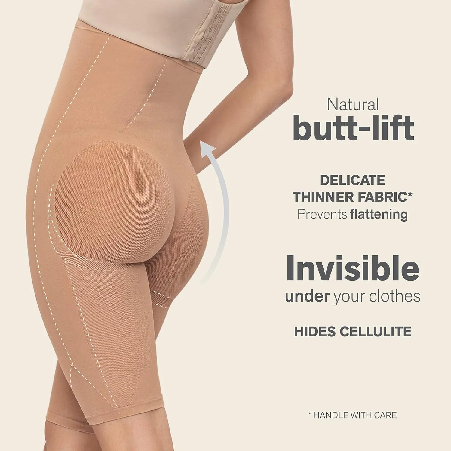 Leonisa High Waisted Shapewear Shorts for Women – Tummy Control Shaper Shorts, Invisible Butt Lifter Body Shaper