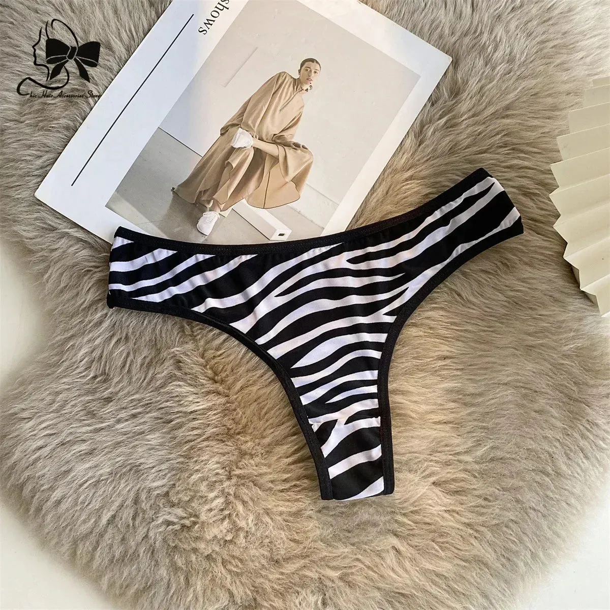Leopard Lace Low Waist Thong