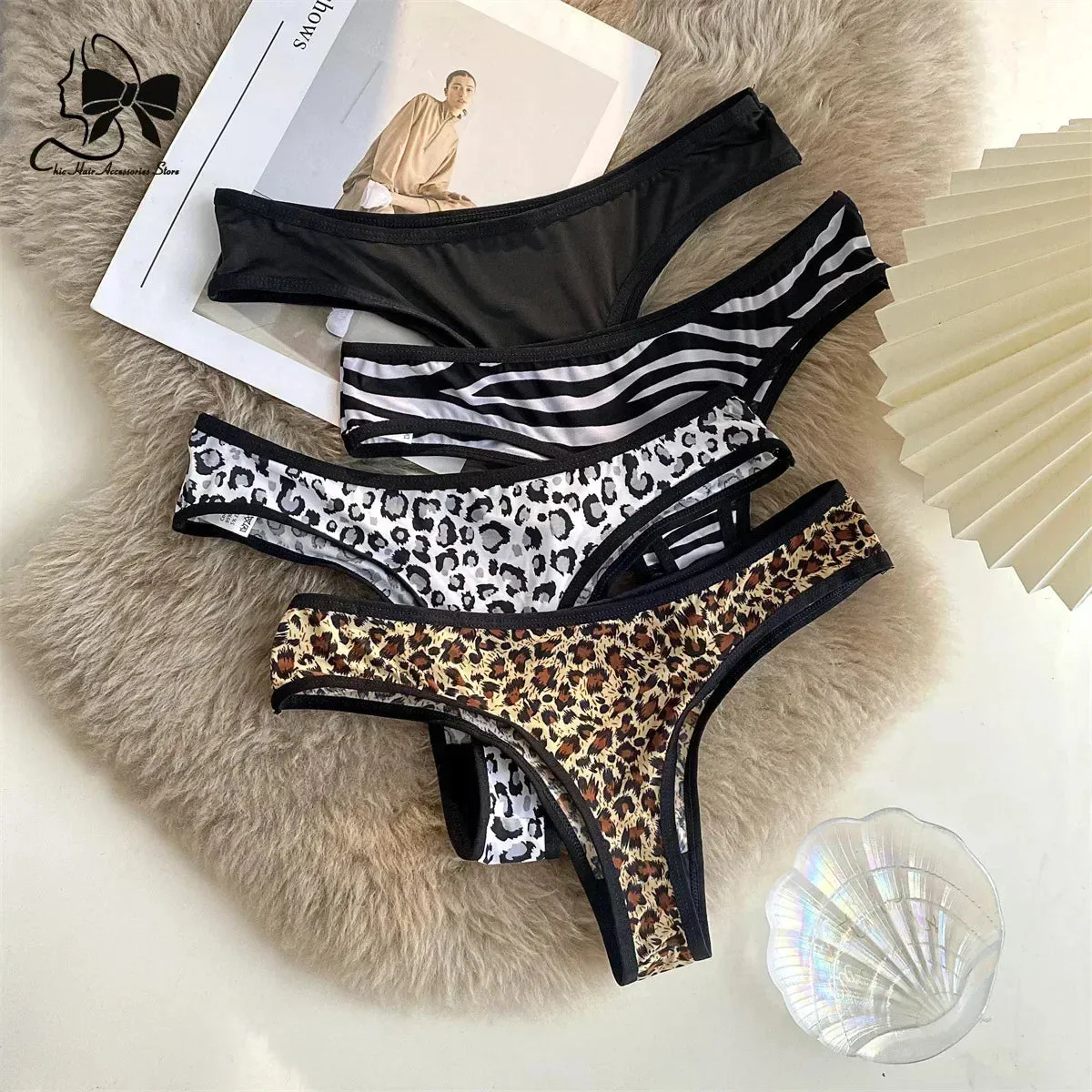 Leopard Lace Low Waist Thong
