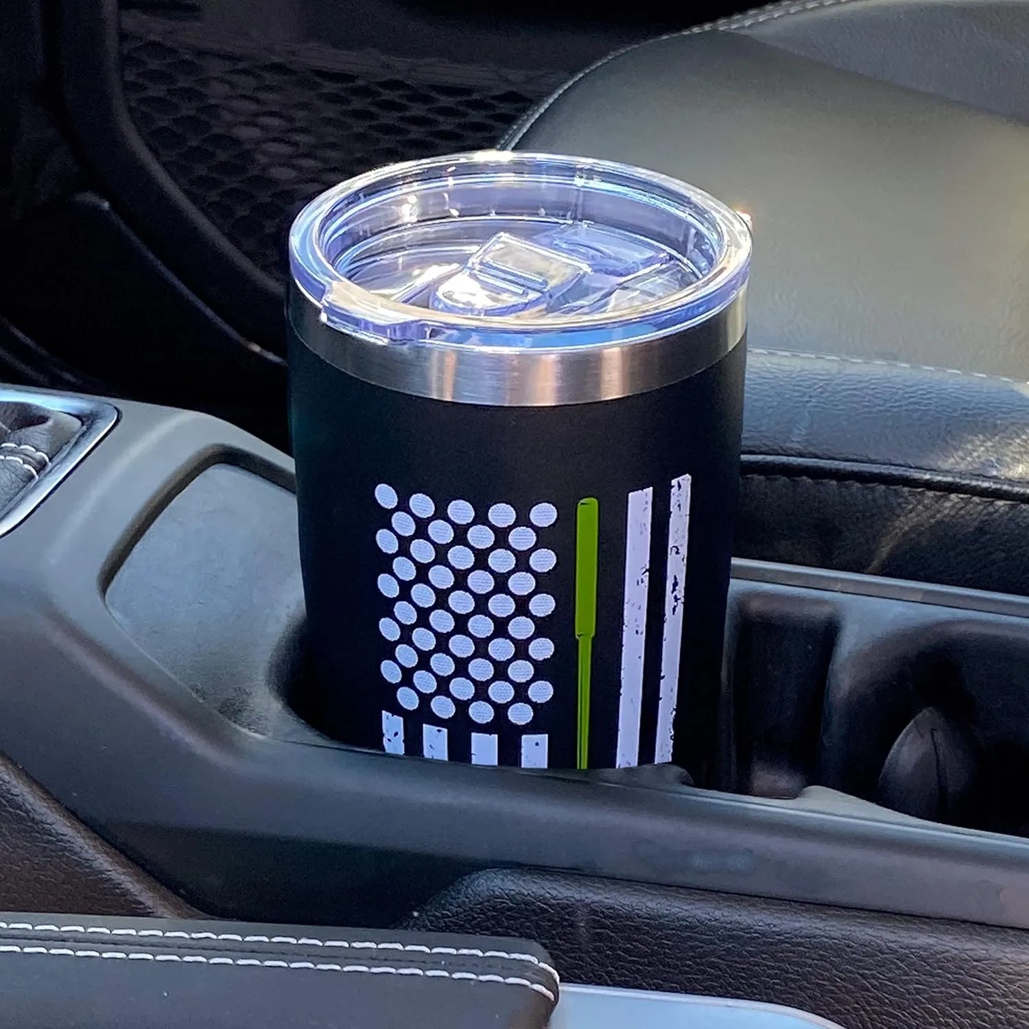 Lifecraft Golf Gifts for Men or Women, Unique Stainless Steel Travel Golfing Tumbler w/Golf Balls as Stars on American Flag, Funny Golfer Accessories Gift, Use for Coffee Beer or Wine, Black 20 oz