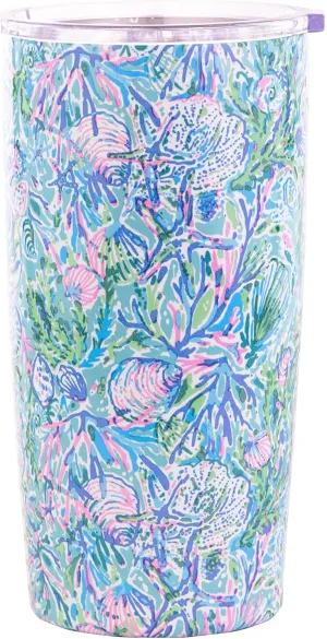 Lilly Pulitzer 20 Oz Insulated Tumbler with Lid, Stainless Steel Travel Cup, Double Wall Metal Tumbler, Soleil It On Me
