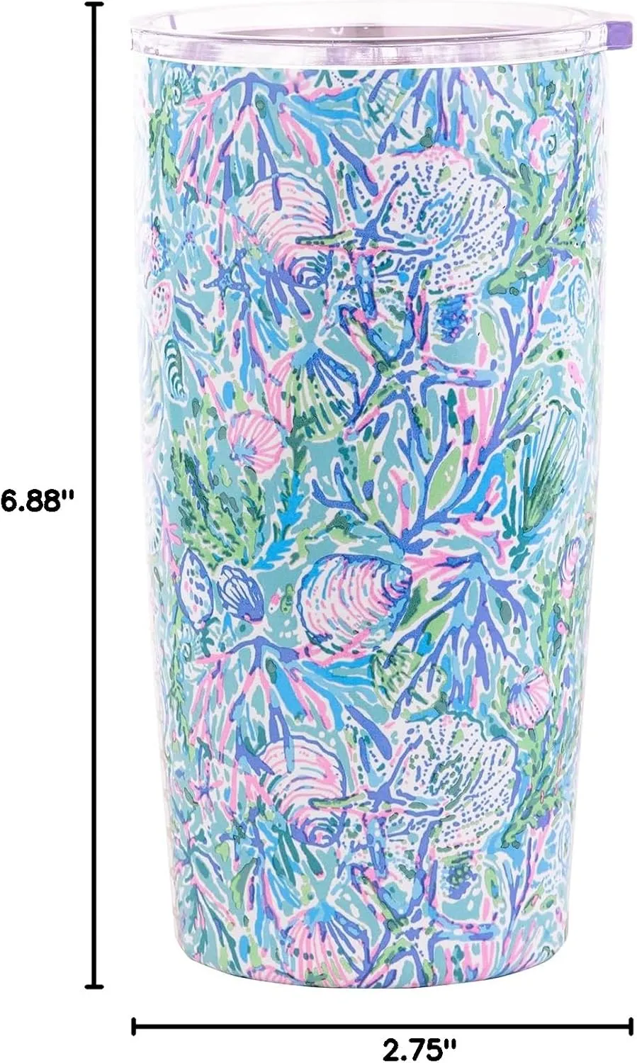 Lilly Pulitzer 20 Oz Insulated Tumbler with Lid, Stainless Steel Travel Cup, Double Wall Metal Tumbler, Soleil It On Me