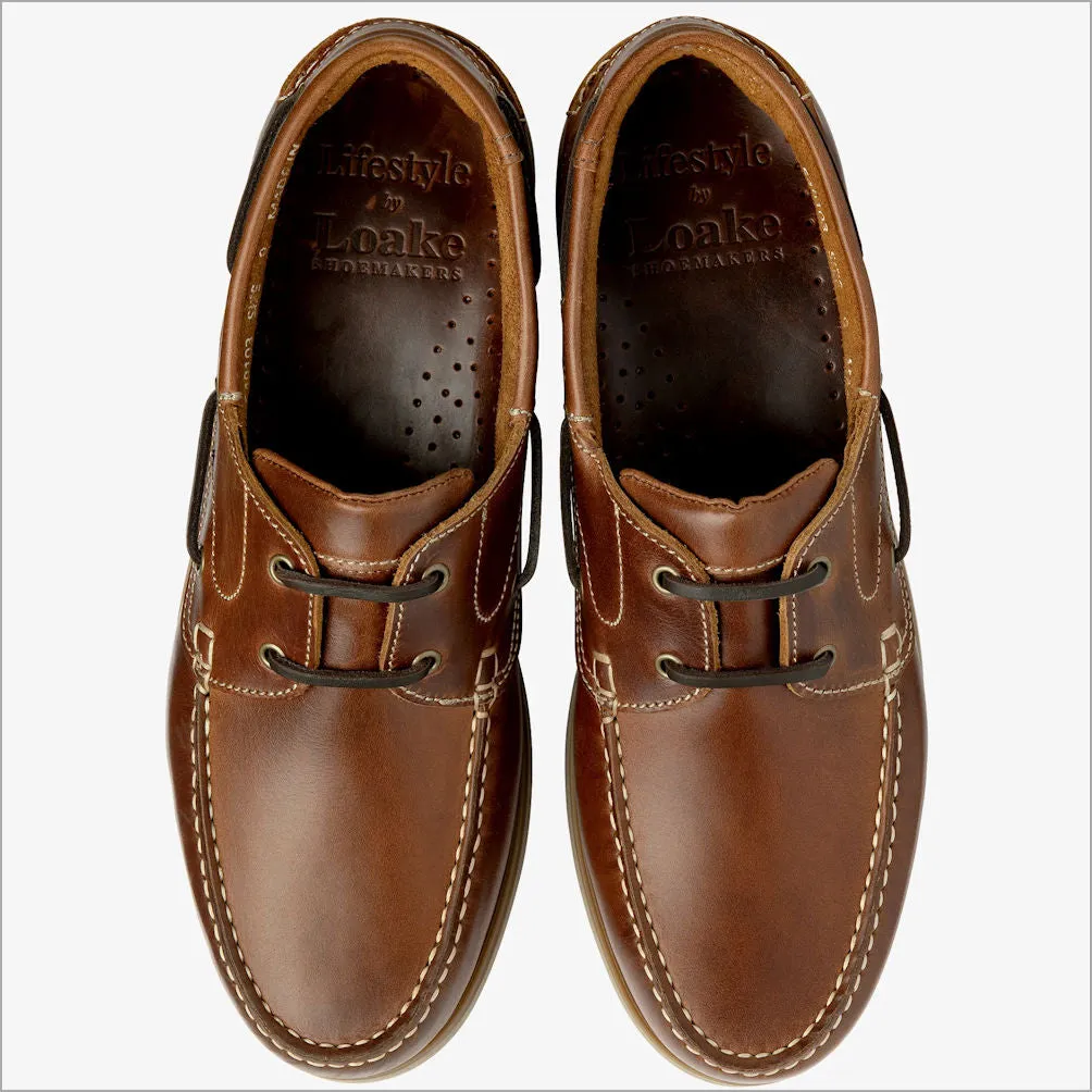 Loake Lymington Brown Waxy Boat Shoe@