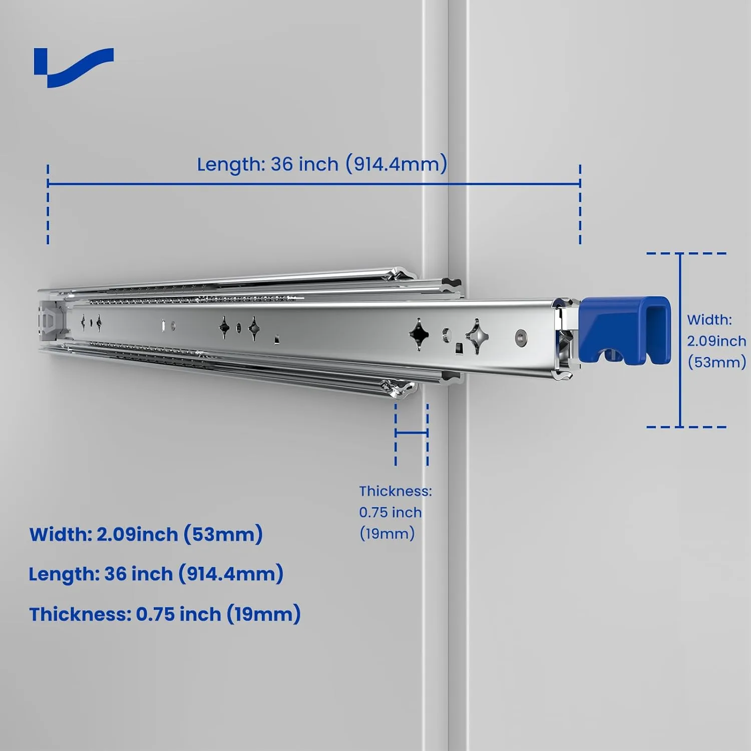 LONTAN 1 Pair Heavy Duty Drawer Slides 36 Inch Full Extension Ball Bearing Side Mount Glides Runners Rails Cabinet RV Tool Box Runners Tracks Glides 260lb Load Capacity (with Lock, Silver)