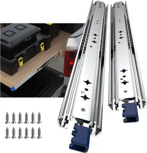LONTAN 1 Pair Heavy Duty Drawer Slides 36 Inch Full Extension Ball Bearing Side Mount Glides Runners Rails Cabinet RV Tool Box Runners Tracks Glides 260lb Load Capacity (with Lock, Silver)