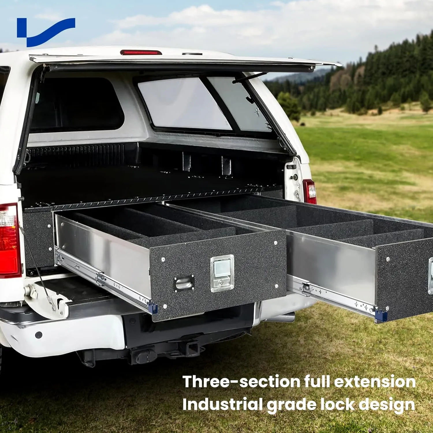 LONTAN 1 Pair Heavy Duty Drawer Slides 36 Inch Full Extension Ball Bearing Side Mount Glides Runners Rails Cabinet RV Tool Box Runners Tracks Glides 260lb Load Capacity (with Lock, Silver)